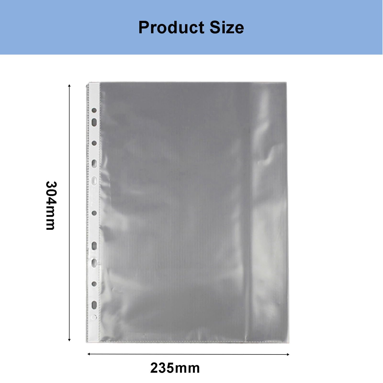 Punched File Sleeves A4 – PVC Sheet Protectors (1 Pc & Pack of 100 Pcs) - Image 2